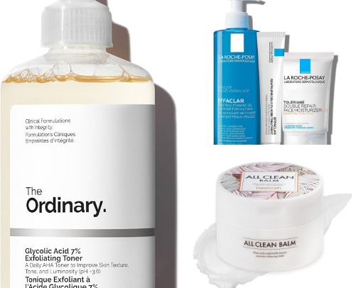Skincare products cover photo collage