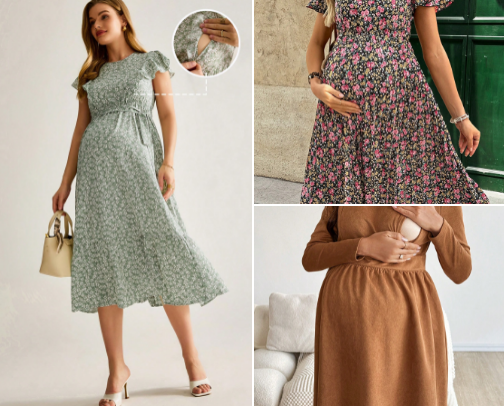 Nursing-Friendly clothing items cover photo collage