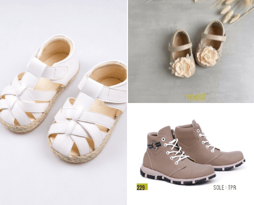 Collection of children's and adult's shoes cover photo collage