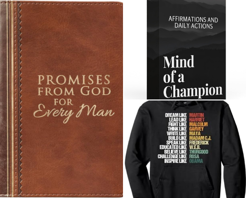 Gifts For Him: Faith Motivation, Self Help, and cologne cover photo collage
