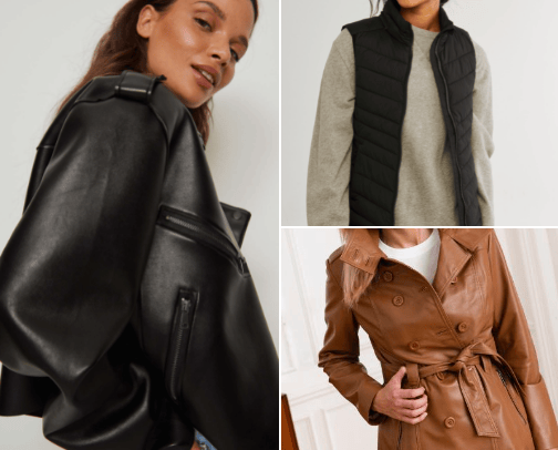 VESTE EN CUIR COURTE. cover photo collage
