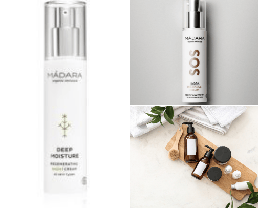 Skin care products cover photo collage