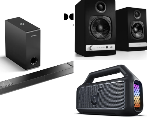 Soundbars, speakers, woofers 🎶 cover photo collage