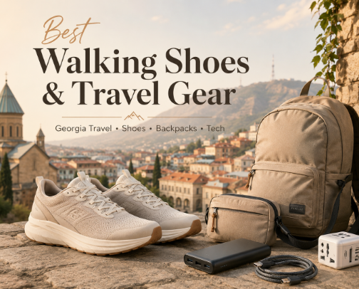 Best Walking Shoes & Travel Gear for Europe & Georgia cover photo collage