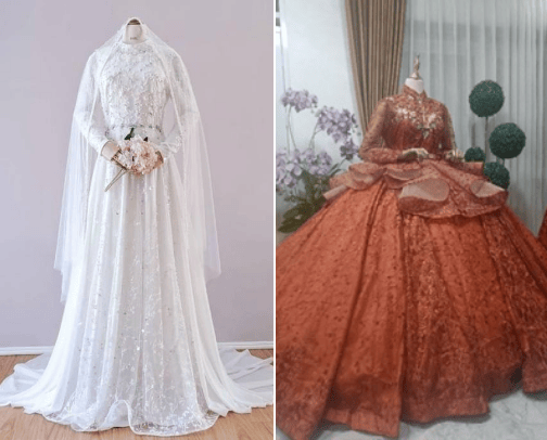 Wedding dress muslimah cover photo collage