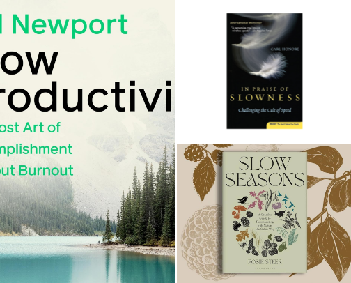 The best slow living books to help you slow down cover photo collage
