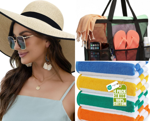 Beach mami essentials 👙🏖️ cover photo collage