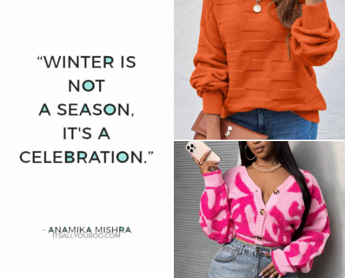 STYLISH WINTER CARDIGANS AND SWEATERS cover photo collage