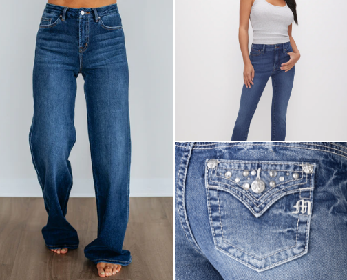 Woman jeans cover photo collage