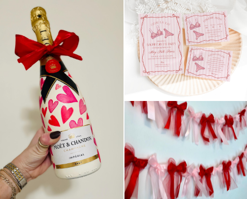 Pink & Red Heart Lingerie Shower Ideas cover photo collage
