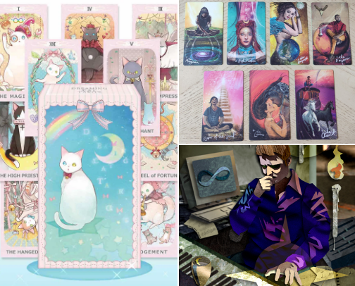 Favourite Tarot and Oracle - card divination tools cover photo collage