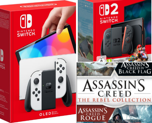 Nintendo switch and games cover photo collage