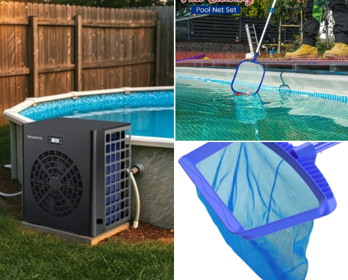 Must- have pool accessories cover photo collage