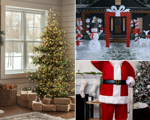 Christmas cookies , gifts, decorations,  Christmas trees, costumes, dresses and more cover photo collage