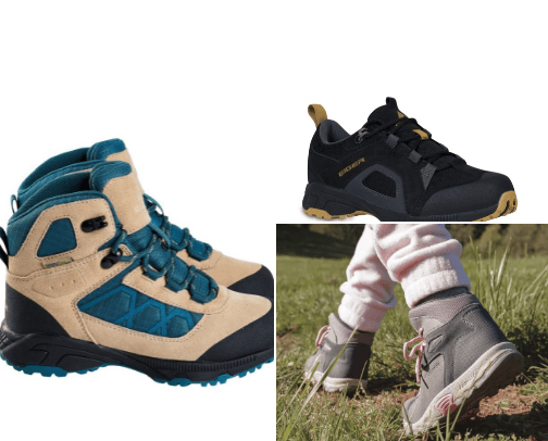 High-quality hiking shoes from each brand, perfect for those who are taking kids on outdoor adventures cover photo collage