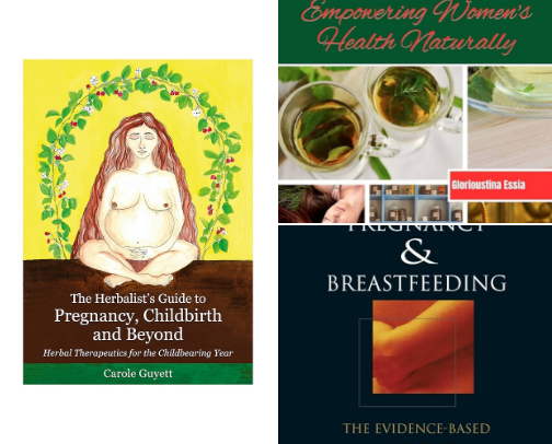 Books on Herbalism During Pregnancy and Postpartum cover photo collage
