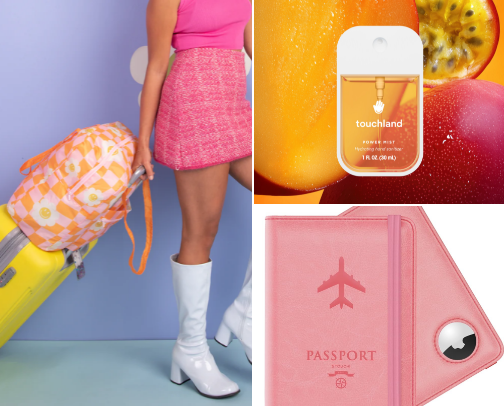 Airport essentials (whats in my bag) cover photo collage
