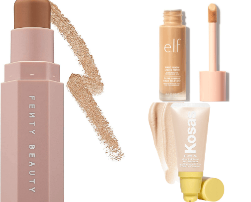 make up for glowy base,snatched face and long eyelashes ✨ cover photo collage