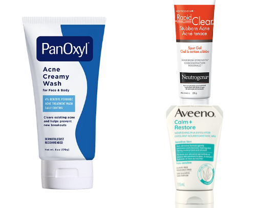 Acne safe skincare products cover photo collage