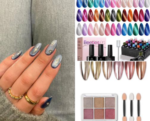 💙✨ velvet celestial nails cover photo collage