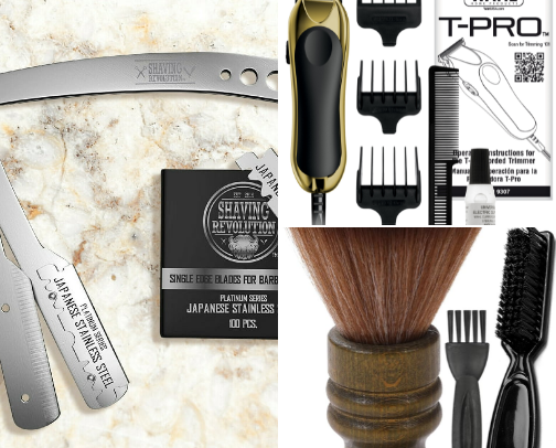Barbershop tools cover photo collage