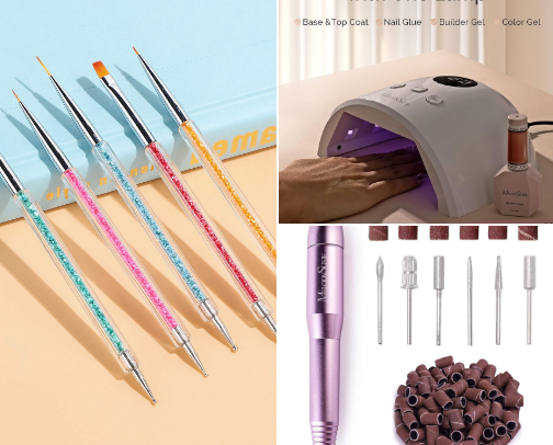 equipment for nail extension at home cover photo collage