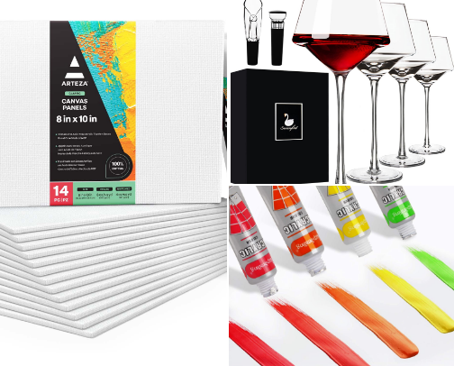 Paint 🎨 and Sip : home edition 😊 cover photo collage