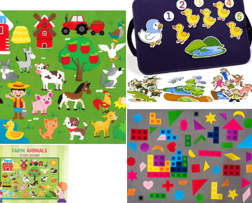 Felt Learning Flannel Board Stories + Supplies cover photo collage