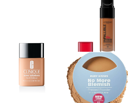 Best Foundations for acne skin cover photo collage