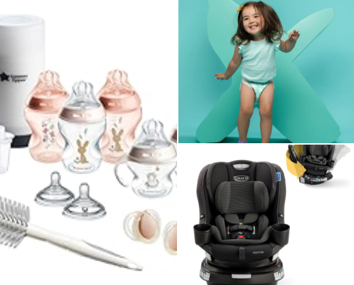 Baby items for mamasaurus cover photo collage