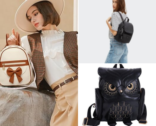 Women's mini backpack cover photo collage