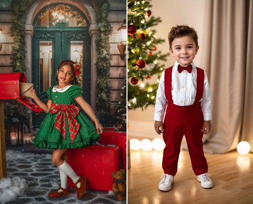 Kids holiday outfits cover photo collage
