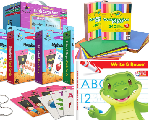 Homeschool School Supplies + Workbooks cover photo collage