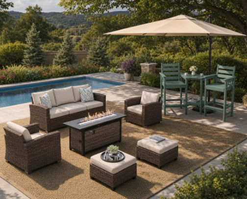 The Backyard Upgrades That Make Staying Home Feel Like a Permanent Vacation — Patio, Pool & Outdoor Living on Amazon cover photo collage