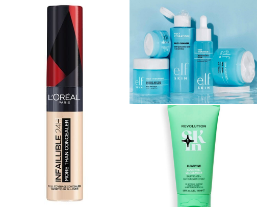 makeup, hair and skincare cover photo collage