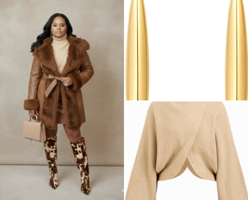 Winter Luxury Outfit Inspo | Brown Leather & Faux Fur Coat Style cover photo collage