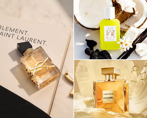 In my fragrance sanctuary, where every scent is chosen with thought and care, you’ll discover fragrances that captivate without overwhelming. As someone sensitive to strong scents that can cause headaches, I only select perfumes that are gentle yet unforgettable, offering a delicate balance of elegance and comfort. cover photo collage