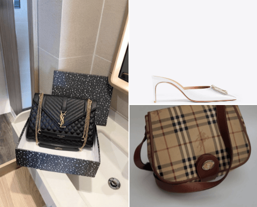 Luxury bags and shoes for women cover photo collage