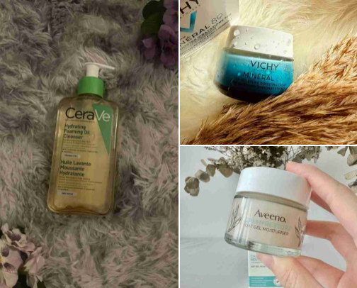 Skincare products cover photo collage