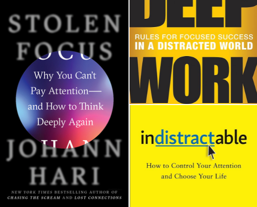 Stolen Focus: Why You Can't Pay Attention--and How to Think Deeply Again-companion cover photo collage