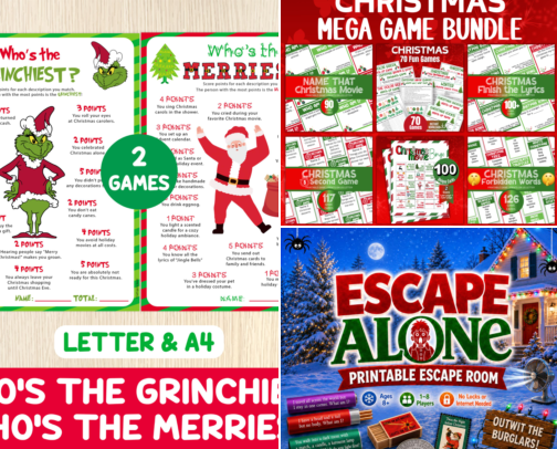 Holiday season fun and games cover photo collage