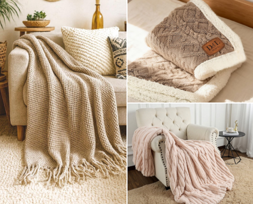 Warm blankets & throws! cover photo collage