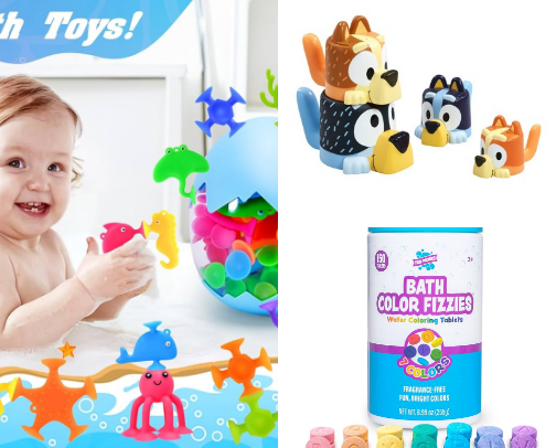 Bath Toys and Go To Products cover photo collage