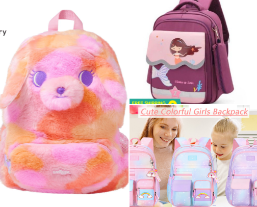 Pink Children's backpack✨ cover photo collage
