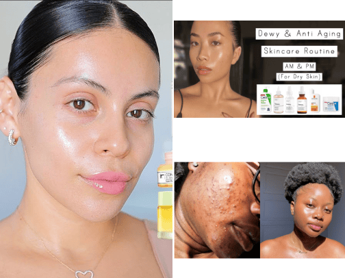 "Morning and Nighttime Skincare Routine Essentials" cover photo collage