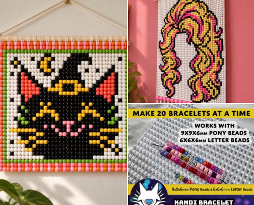 Pony Bead Tapestry Patterns cover photo collage