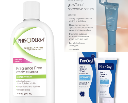 Acne safe skin care cover photo collage