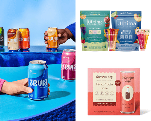 Favorite sugar free drinks ,food and protein powder cover photo collage