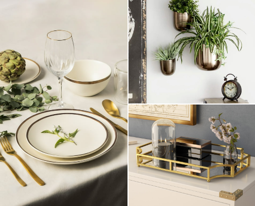 Cream & Gold Home Decor on a Budget - Affordable Furniture, Decor & Appliances That Look Expensive cover photo collage