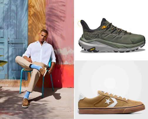 Shoes and sneakers and socks cover photo collage